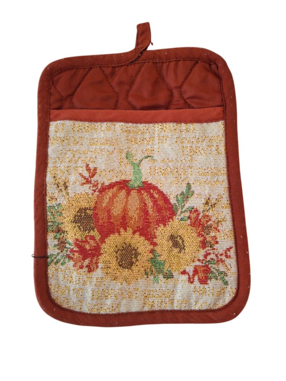 Fall Pumpkin Sunflower Potholder Autumn Thanksgiving Farmhouse Cottagecore Decor